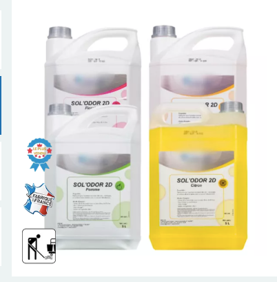 Détergent désodorisant pour l'entretien régulier des sols 2D 5 litres (Parfum : Citron)